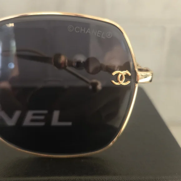 Chanel Gold and Black Sunglasses - Picture 9 of 9